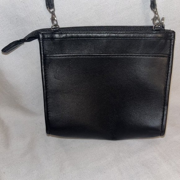 Brighton Geometric Beaded Bag Black Leather Braided Shoulder Strap Approx 5x5” - Picture 3 of 12